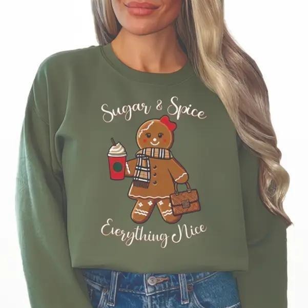 Gingerbread Baby Girl Sugar Sweatshirt, Trendy Gingerbread Christmas Crewneck for Women Womenswear Comfortable Shirt Hoodie