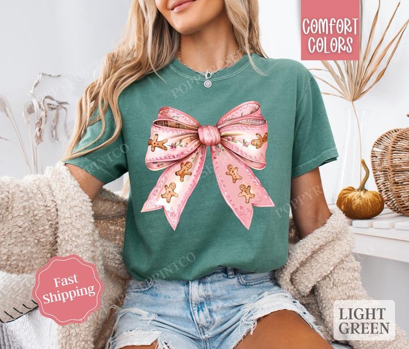 Gingerbread Bow Shirt Comfort Colors Shirt Hoodie Sweatshirt