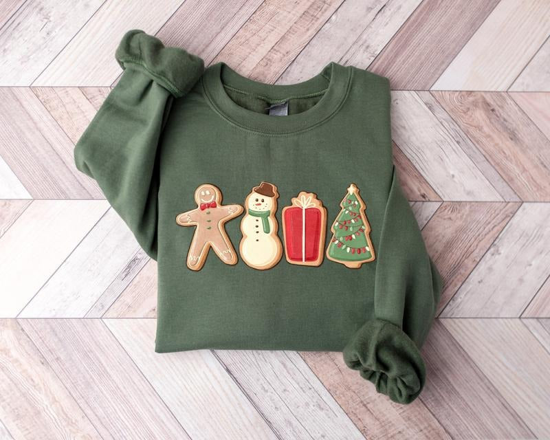 Gingerbread Cookies Christmas Sweatshirt, Family Christmas Matching Shirt, Cute Gingerbread Cookies Sweater, Xmas...