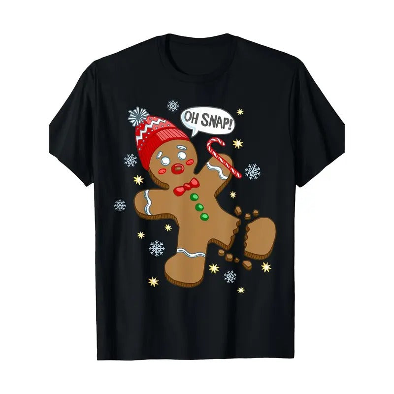 Gingerbread Man Oh Snap Christmas T-Shirt-220g 100% Cotton made in usa Hoodie Sweatshirt | PrintMintTees.com