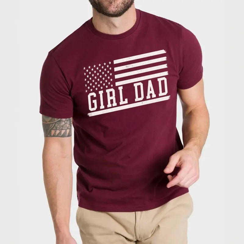 Girl Dad Shirt | American Flag T-shirt | Proud Dad Tee | Father's Day Gift Hoodie, Sweatshirt | PrintMintTees.com