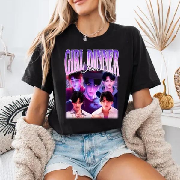 Girl Dinner Jinu Unisex T-shirt, Kpop Demon Hunter Villain Tee, Gothic Fantasy K-Drama Fan Art Shirt, Demon Bias...