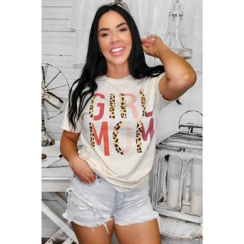 Girl Mom Leopard Letter T-Shirt Hoodie Sweatshirt | PrintMintTees.com