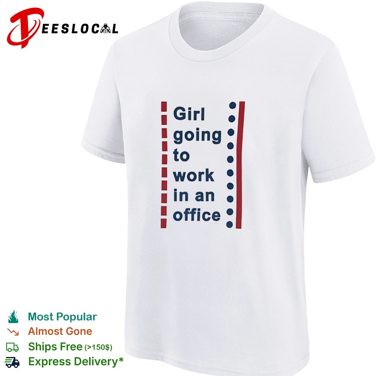 Girl going to work in an office lines shirt
