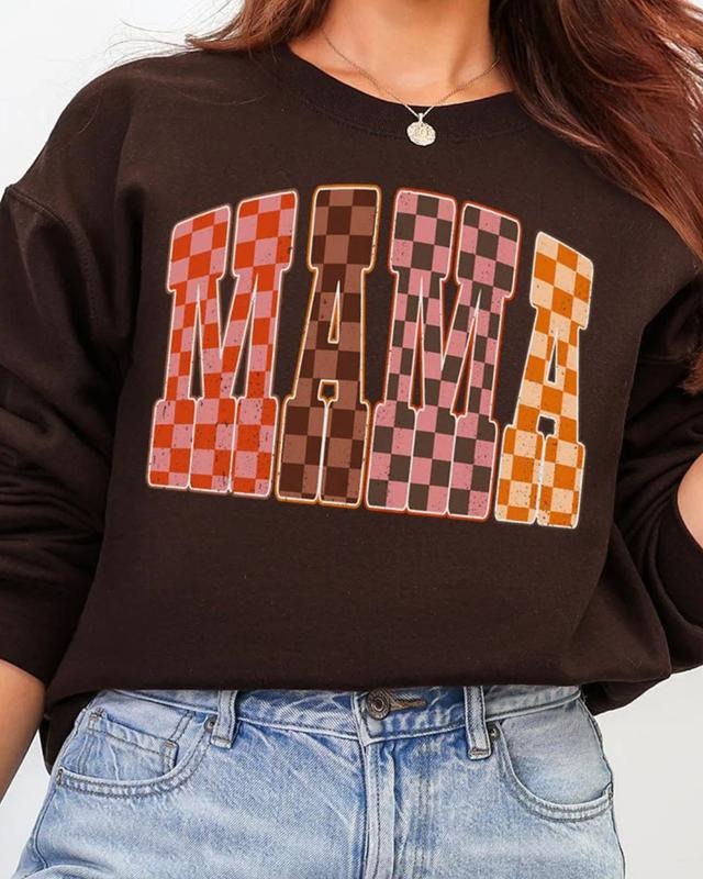 Girlie Check Mama Heavy Blend Crew Sweatshirt Casual Fleece Shirt Hoodie | PrintMintTees.com