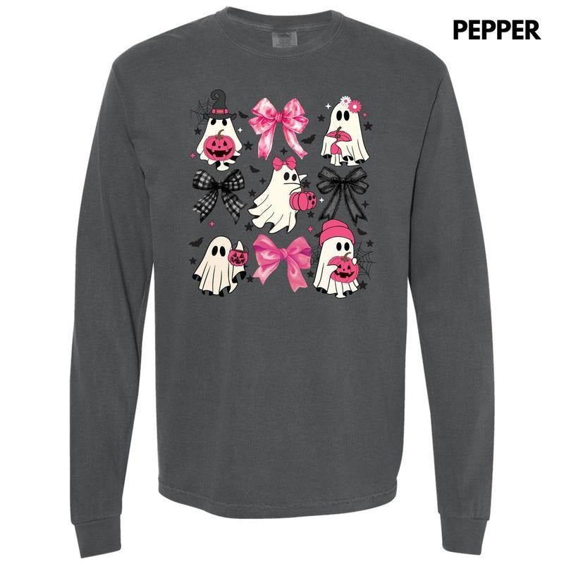 Girly Ghost Bow Collage Long Sleeve Comfort Colors T-Shirt 'NLB' Hoodie Sweatshirt | PrintMintTees.com