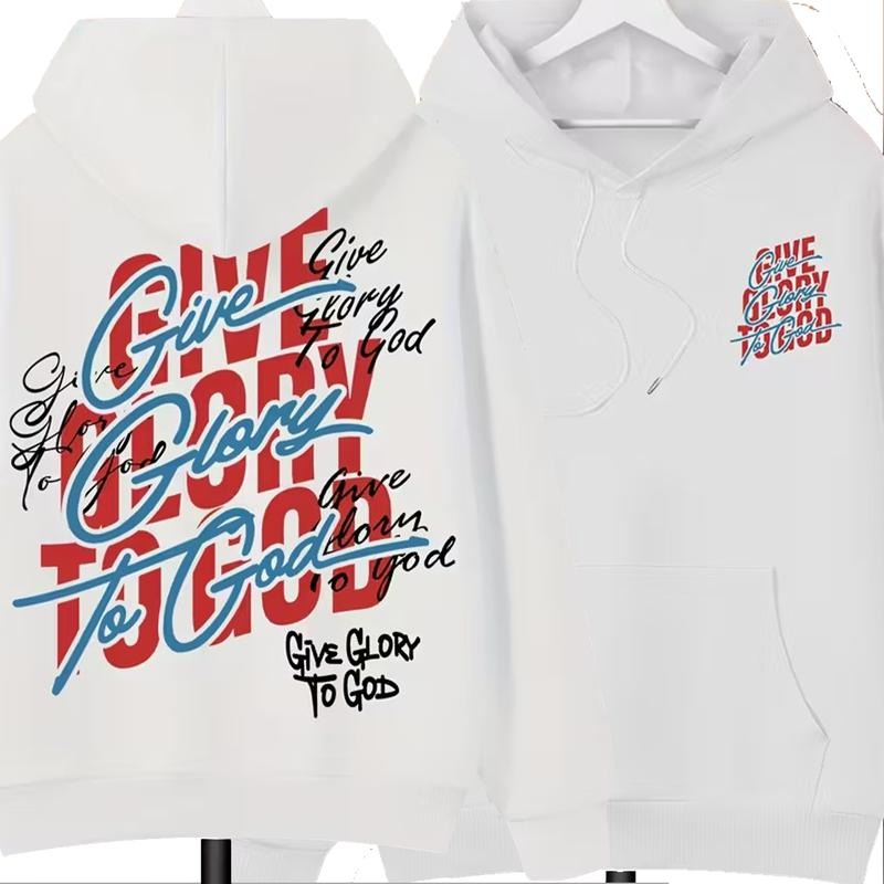 Give Glory To God 2 Sided Graphic Hoodie Casual Fleece Fabric Hooded Sweatshirt Trendy Tops for Women for Men, Perfect...