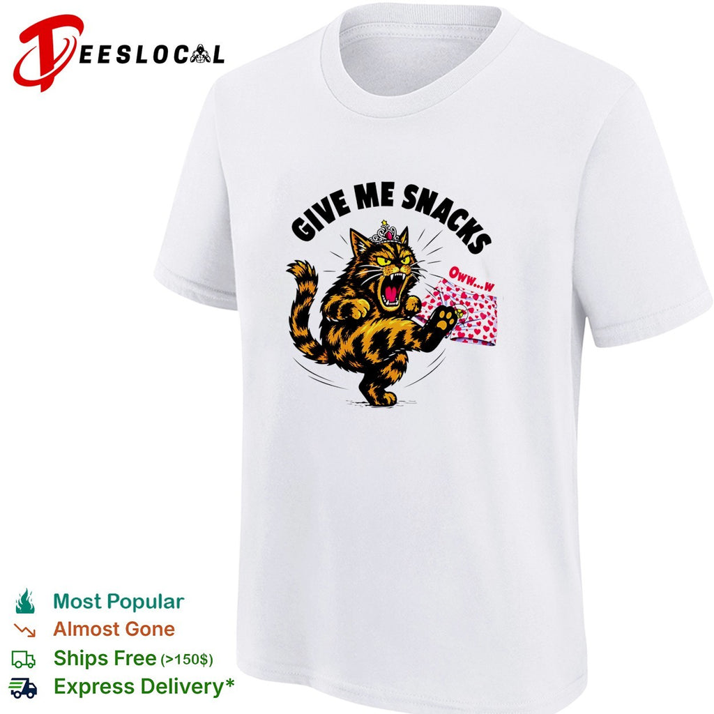 Give me snacks angry tiger cat shirt