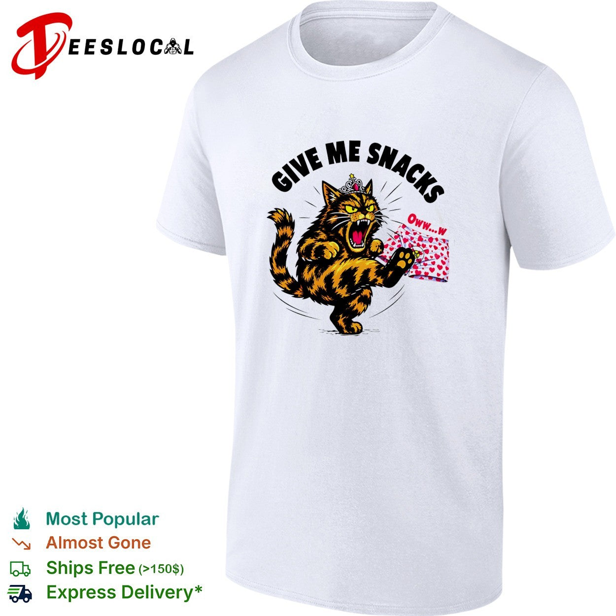 Give me snacks angry tiger cat shirt