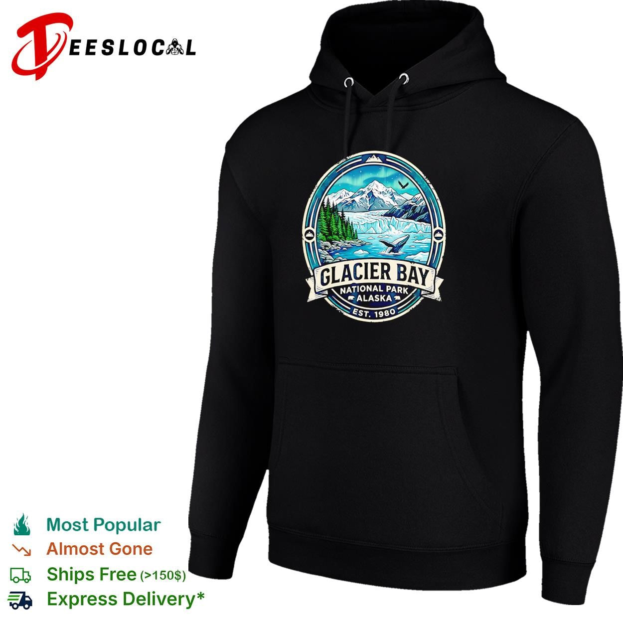 Glacier Bay National Park Alaska whale mountains est 1980 shirt