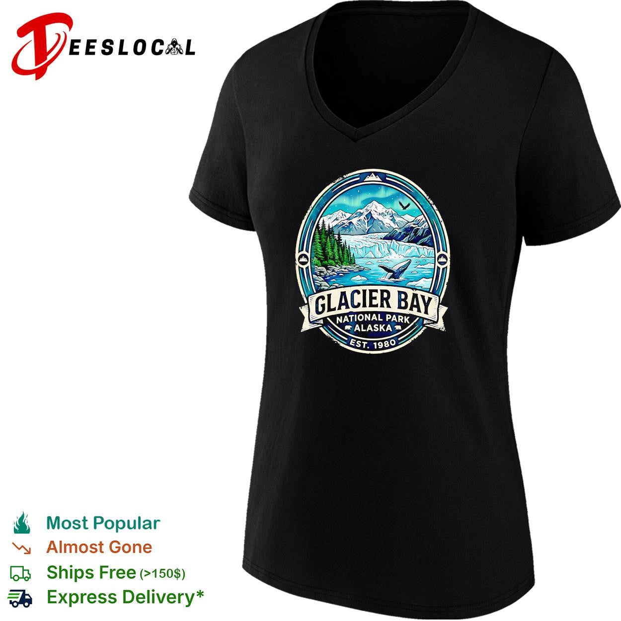 Glacier Bay National Park Alaska whale mountains est 1980 shirt