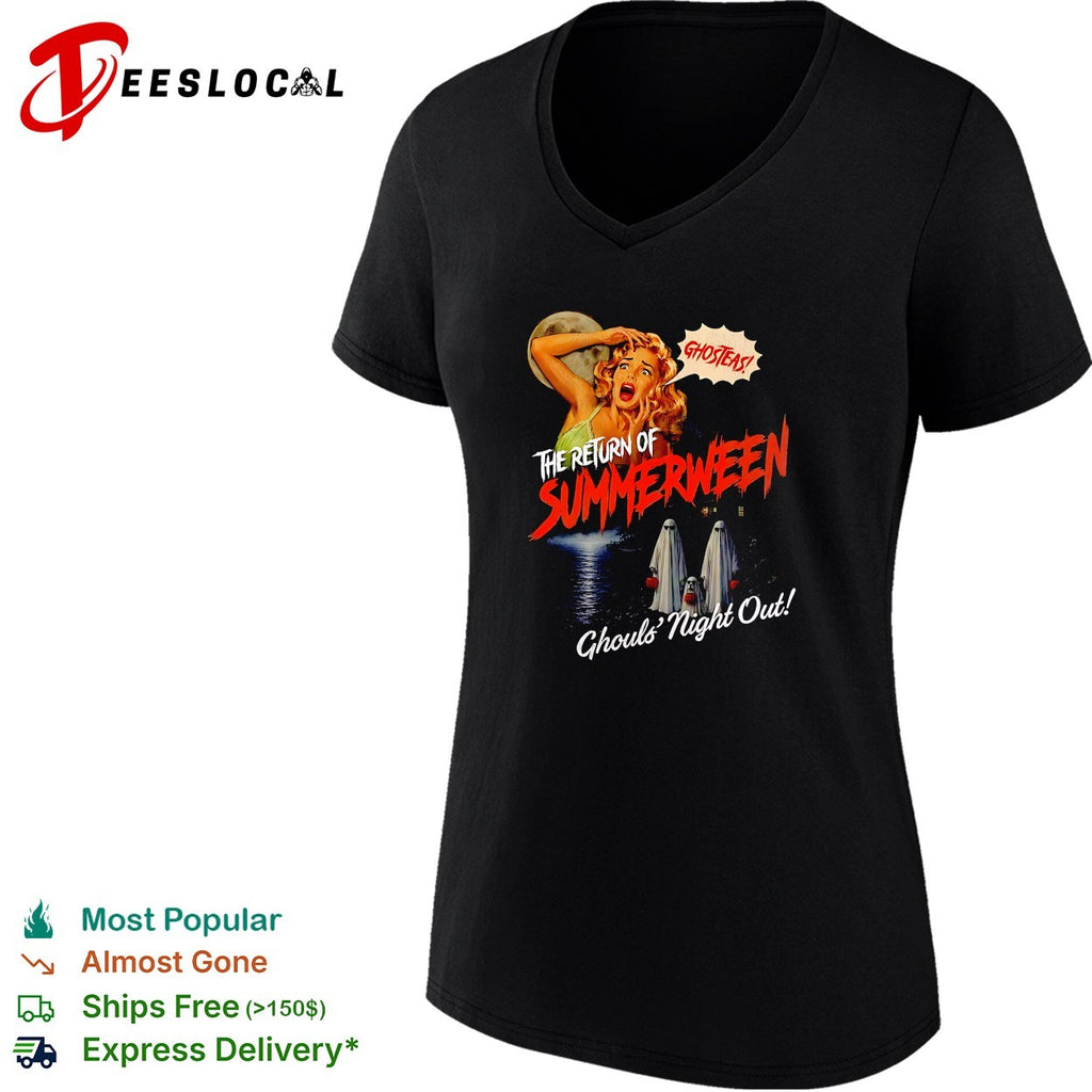 Glam ghost posing return of Summerween ghouls night out shirt