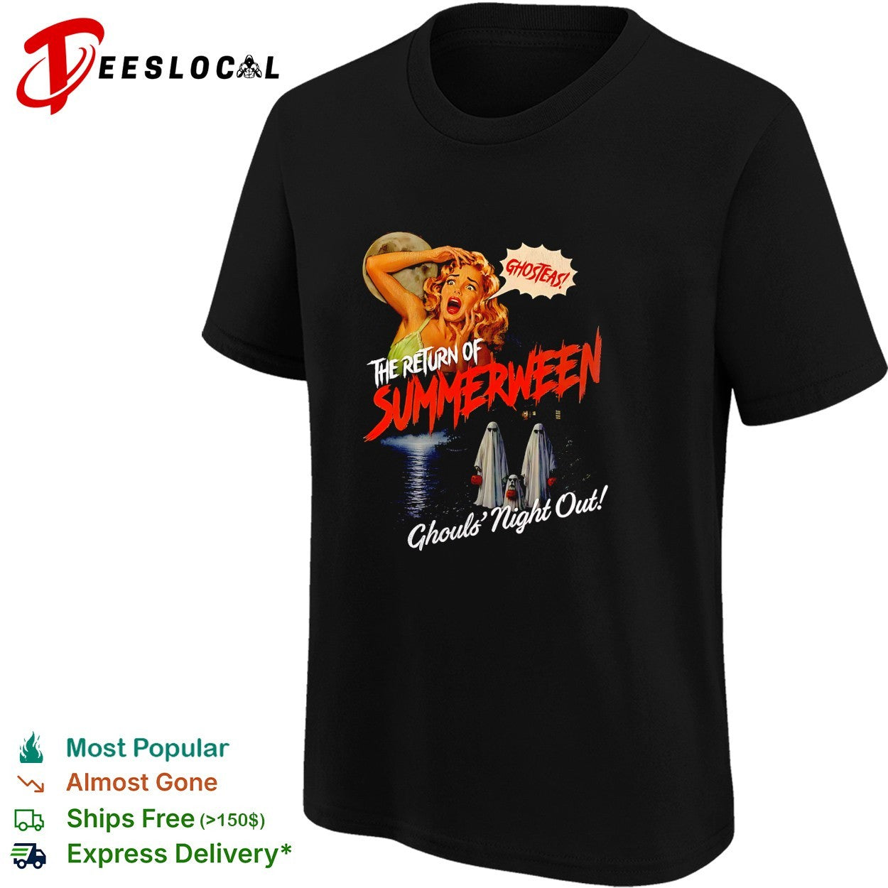 Glam ghost posing return of Summerween ghouls night out shirt