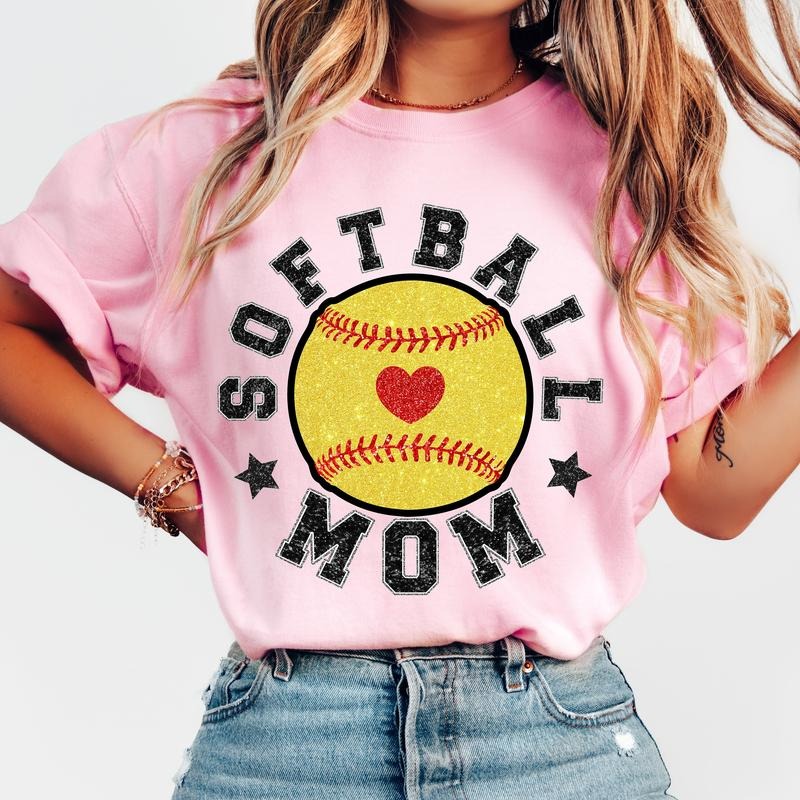 Glitter Softball Mom Shirt, Softball Mama Shirt, Mother's Day Tee, Unisex T-Shirt, Gifts For Mother Mommy From Children...
