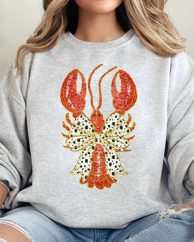 Glitzy Crawfish Coquette Bow Unisex NuBlend Crew Sweatshirt MARDI Womenswear GRAS Fleece Smooth Comfortable Graphic Shirt...