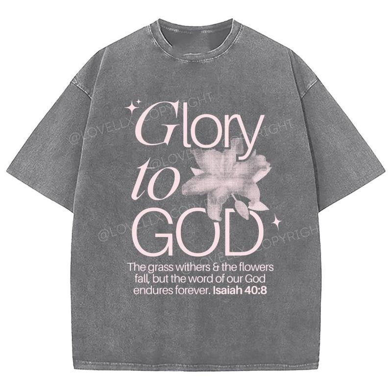 Glory To God Unixes Washed T-Shirt, Christian Jesus  t shirts, Vintage 90s Graphic Tee Gift Cotton Top, Mineral color...