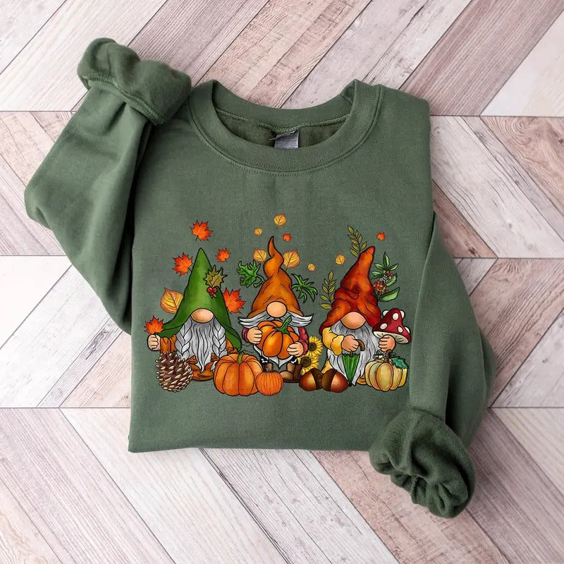 Gnomes Fall Sweatshirt, Cute Gnome Sweater, Fall Gift, Fall Shirt, Gift For Thanksgiving, Thanksgiving Gnome,...