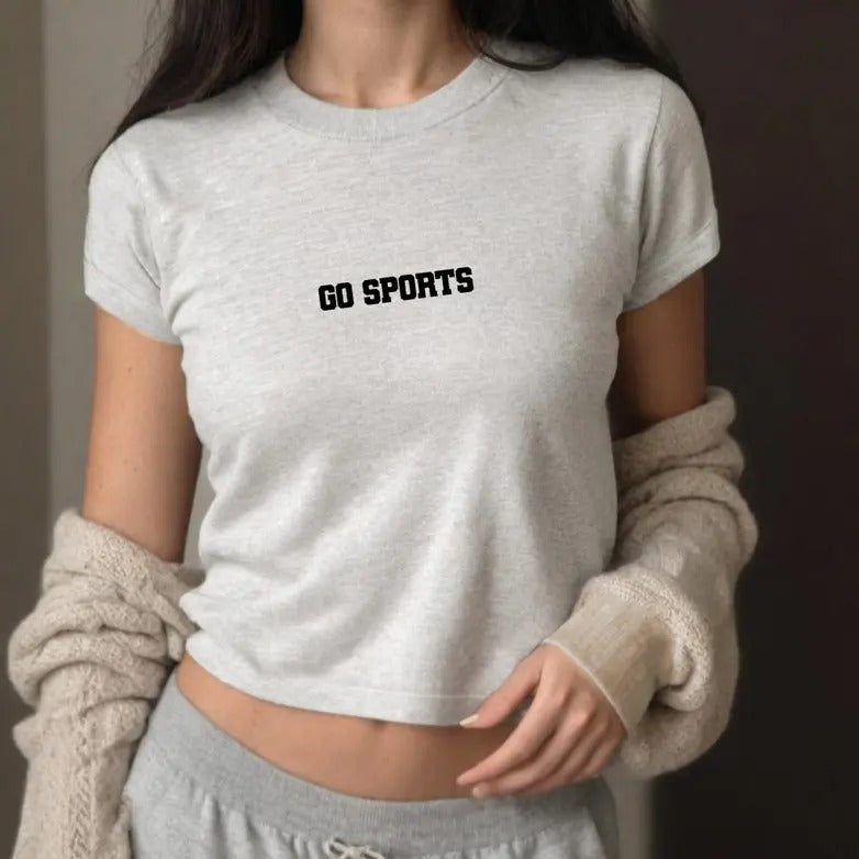 Go Sports Baby Tee Football Fan Graphic T, 90s T Shirt Girly pop y2k baby tee 90s b Hoodie Sweatshirt | PrintMintTees.com