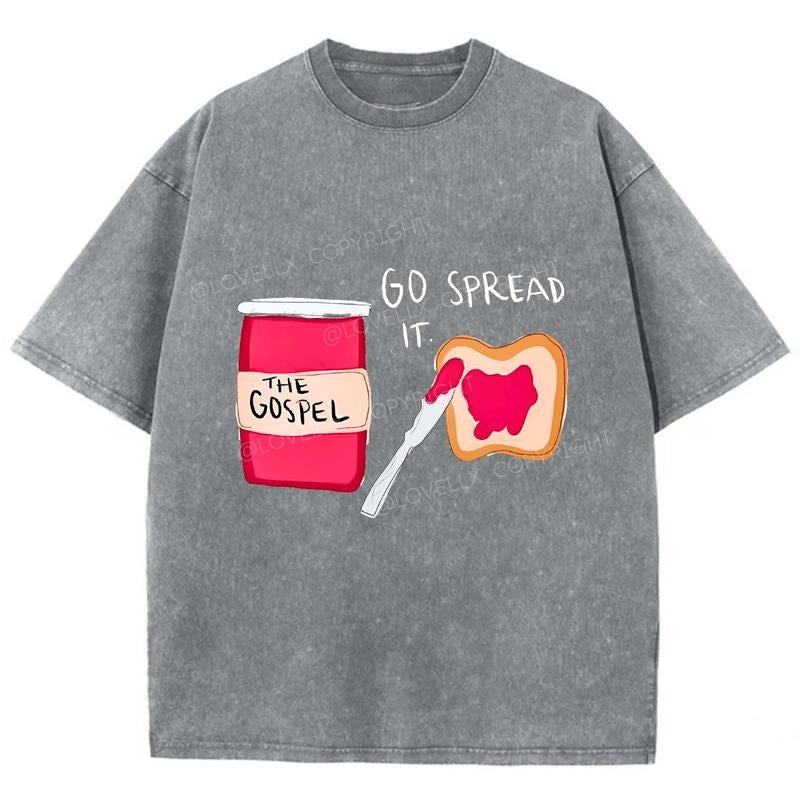 Go Spread It Unisex Washed T-Shirt, Christian Jesus  t shirts, Vintage 90s Graphic Tee Gift Cotton Top Womenswear,...