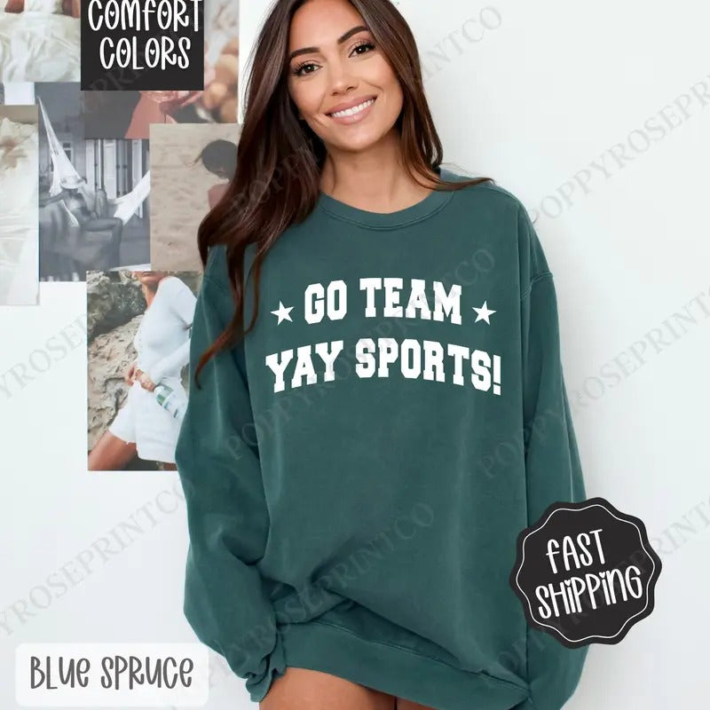 Go Team, Yay Sports Comfort Colors Sweatshirt, St Patrick's Day Women's Crewneck, Cute Women's Sweater Shirt Hoodie