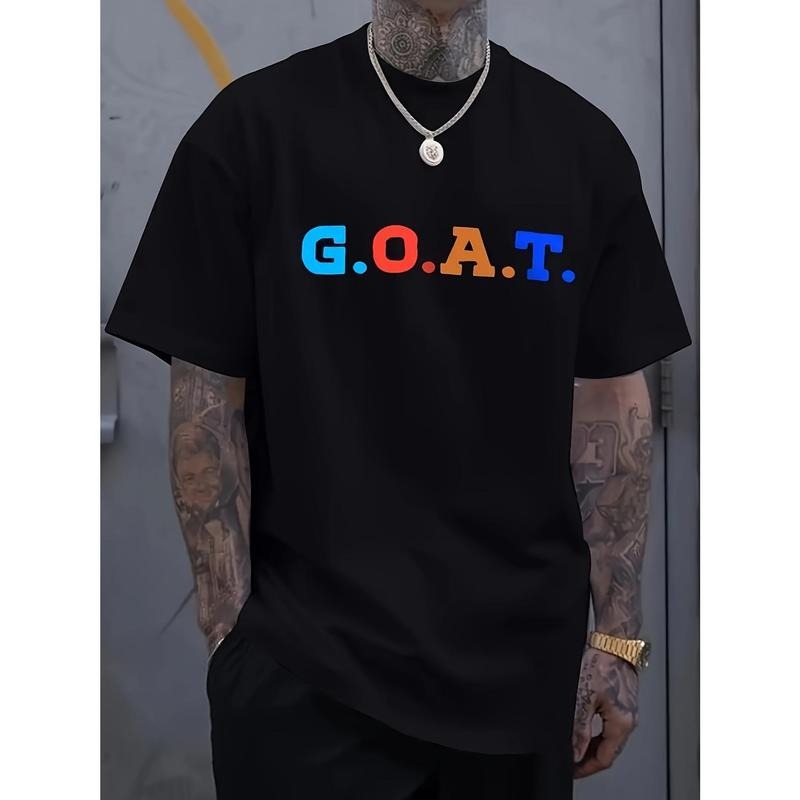 Goat Creative Printed T-shirt - Loose fit, unique and innovative design, short sleeved, soft fabric, fashionable round neck