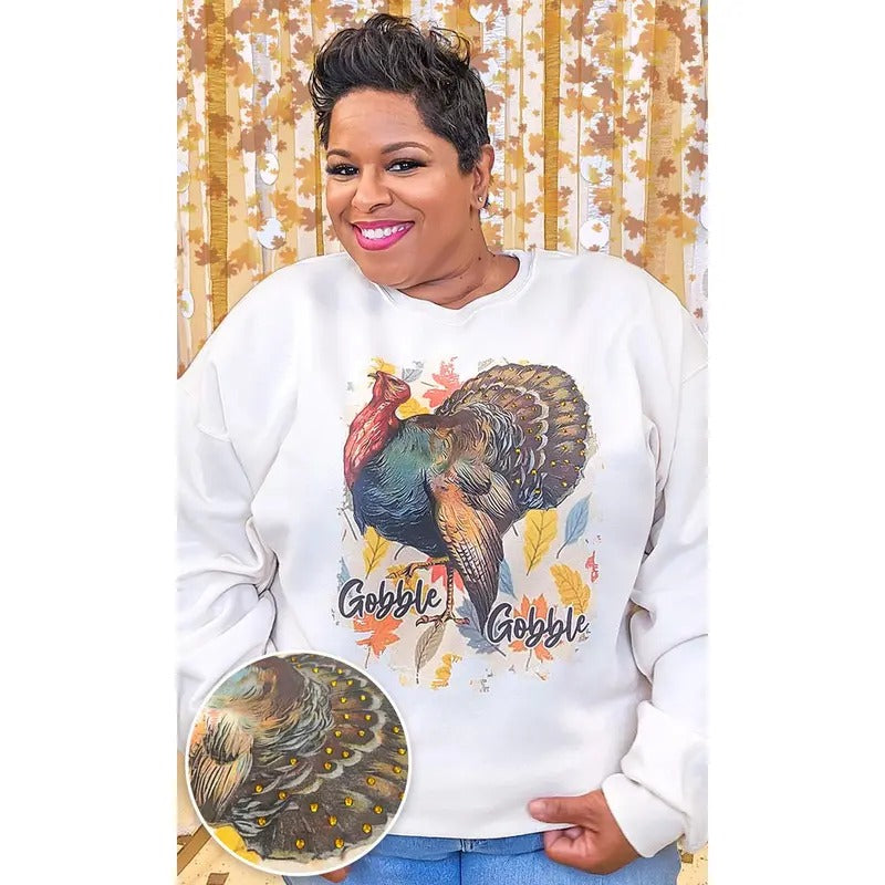 Gobble Gobble Rhinestone Graphic Sweatshirt Shirt Hoodie | PrintMintTees.com