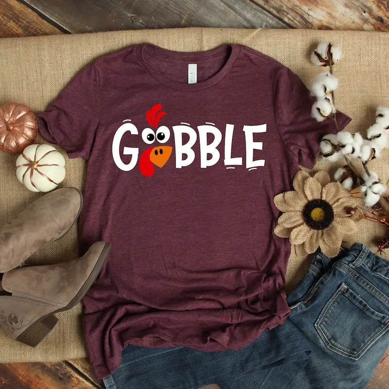 Gobble Gobble Thanksgiving Shirt, Thanksgiving t shirt womens, family thanksgiving shirts, funny Thanksgiving...