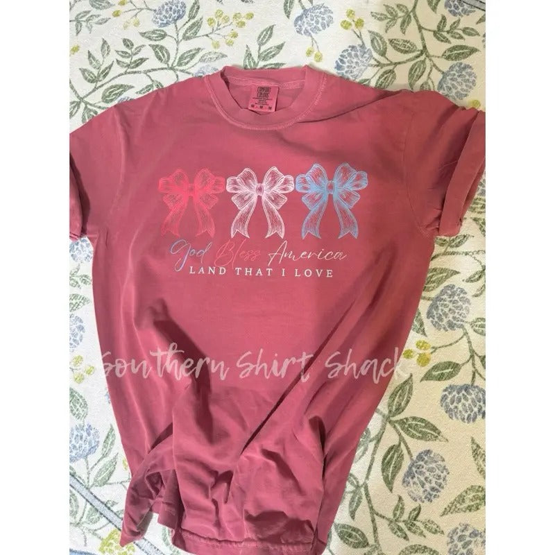 God Bless America T shirt  | crimson comfort colors t shirt Hoodie Sweatshirt | PrintMintTees.com