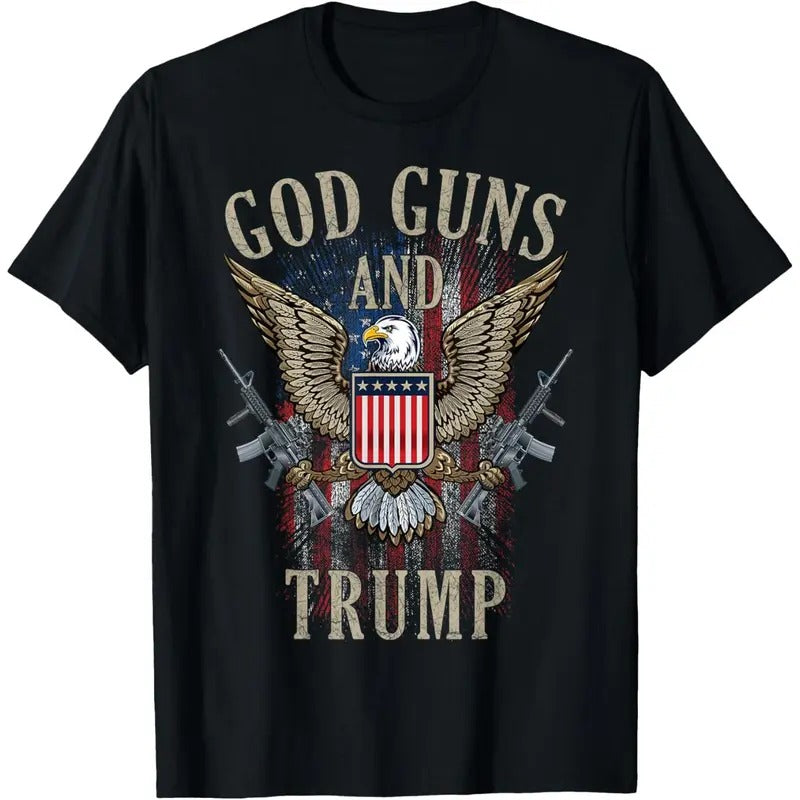 God Guns And Trump 2nd Amendment Flag AR15 American Flag T-Shirt made in usa Hoodie Sweatshirt | PrintMintTees.com