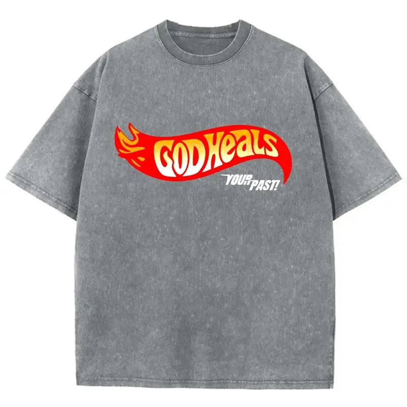 God Heals Unisex Washed T-Shirt, Christian Jesus  t shirts, Vintage 90s Graphic Tee Gift Cotton Top Womenswear, Mineral...
