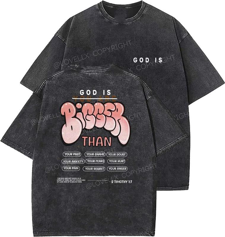 God Is Bigger Than Washed Christian Vintage 90s Top Womenswear Cotton Mineral Color T-Shirts, Hoodie, Sweatshirt