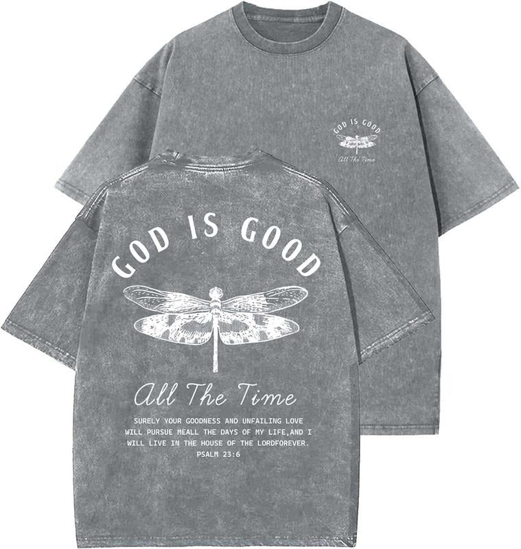 God Is Good Unisex Washed T-Shirt, Christian t shirts, Vintage 90s Graphic Tee, Gift Top Womenswear Cotton Mineral...