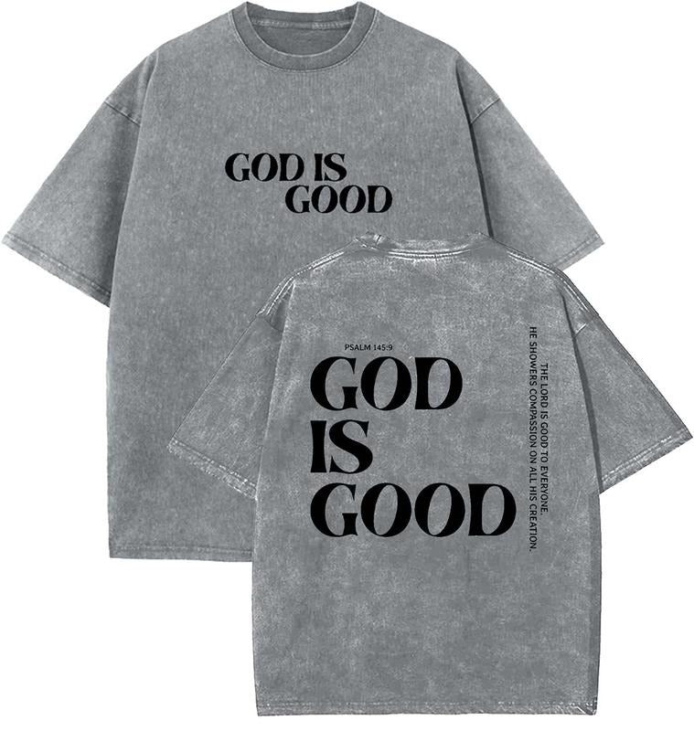 God Is Good Unisex Washed T-Shirt, Christian t shirts, Vintage 90s Graphic Tee, Gift Top Womenswear Cotton Mineral...