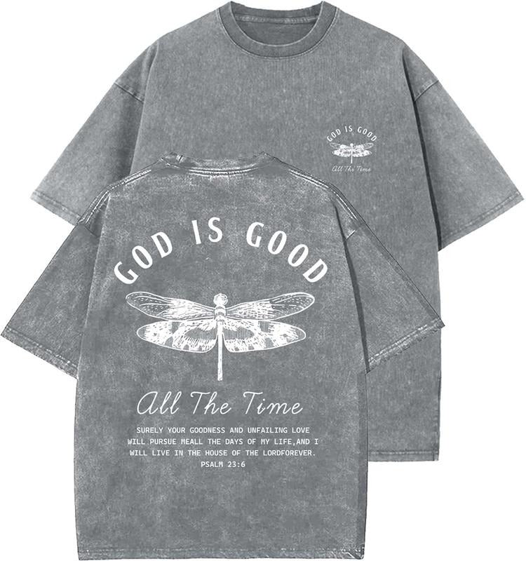 God Is Good Unisex Washed T-Shirt, Christian t shirts, Vintage 90s Graphic Tee, Gift Top Womenswear Cotton Mineral...