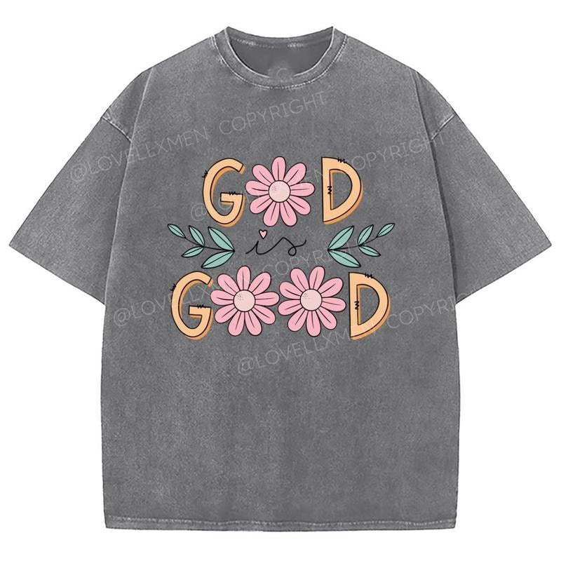 God Is Good Unixes Washed T-Shirt, Christian Jesus  t shirts, Vintage 90s Graphic Tee Gift Cotton Top, Mineral color...