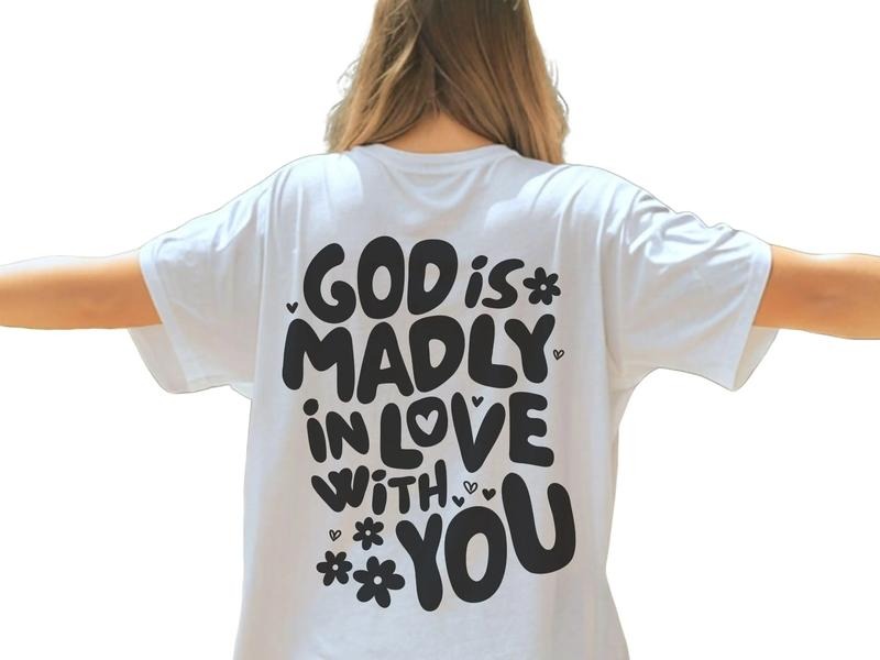 God Is Madly In Love With You Shirt, Retro Christian Shirt, Minimalist Wavy Faith Quote Tee, Unisex T-Shirt, Gifts For...
