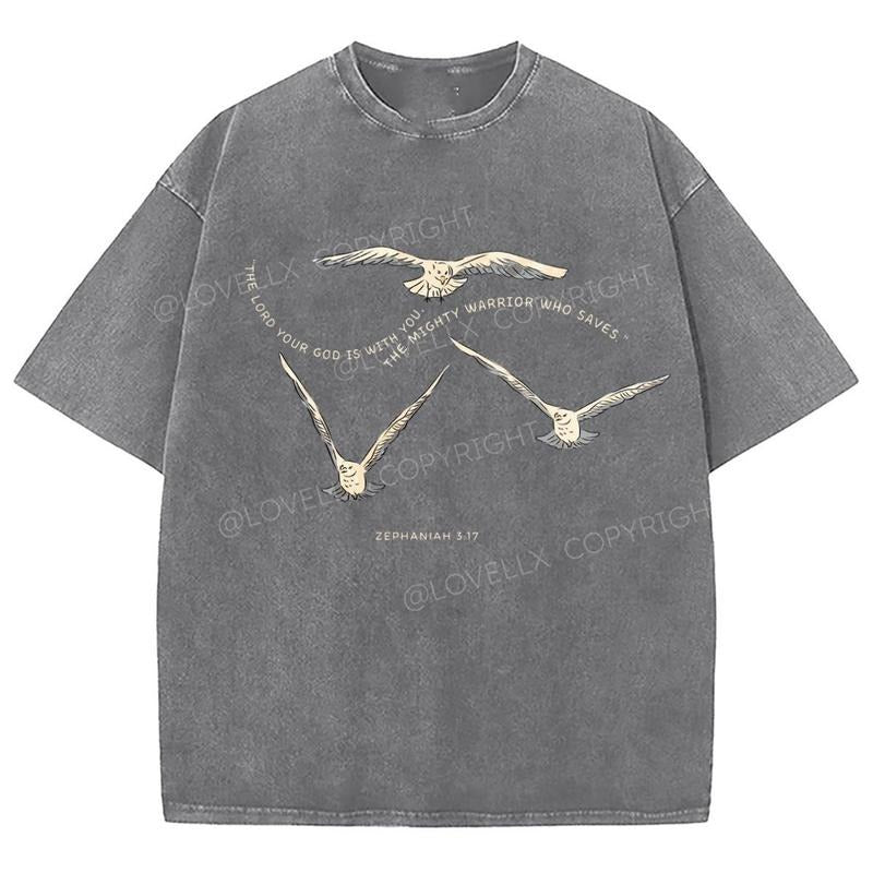 God Is With You Unixes Washed T-Shirt, Christian Jesus  t shirts, Vintage 90s Graphic Tee Gift Cotton Top, Mineral color...
