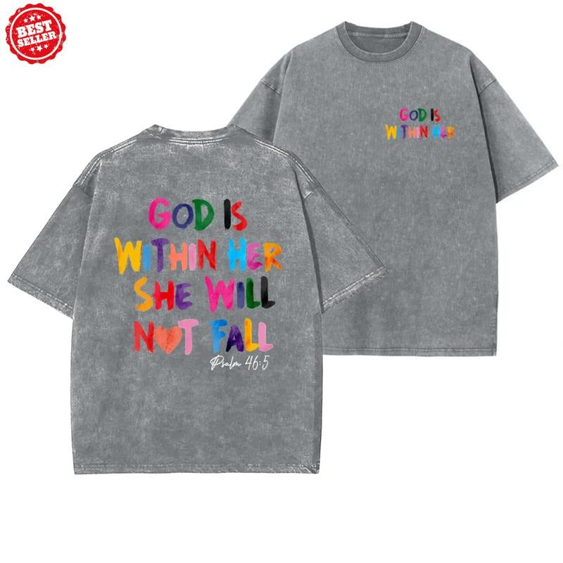God Is Within Her She Will Not Fall Unisex Washed T-Shirt Top Hoodie Sweatshirt | PrintMintTees.com
