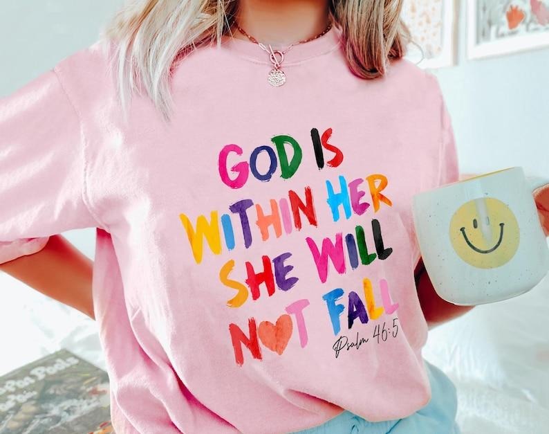 God Is Within Her Tshirt, Christian Bible Verse Tee, Religious, Faith Hoodie, Aesthetic Christian Shirt Sweatshirt