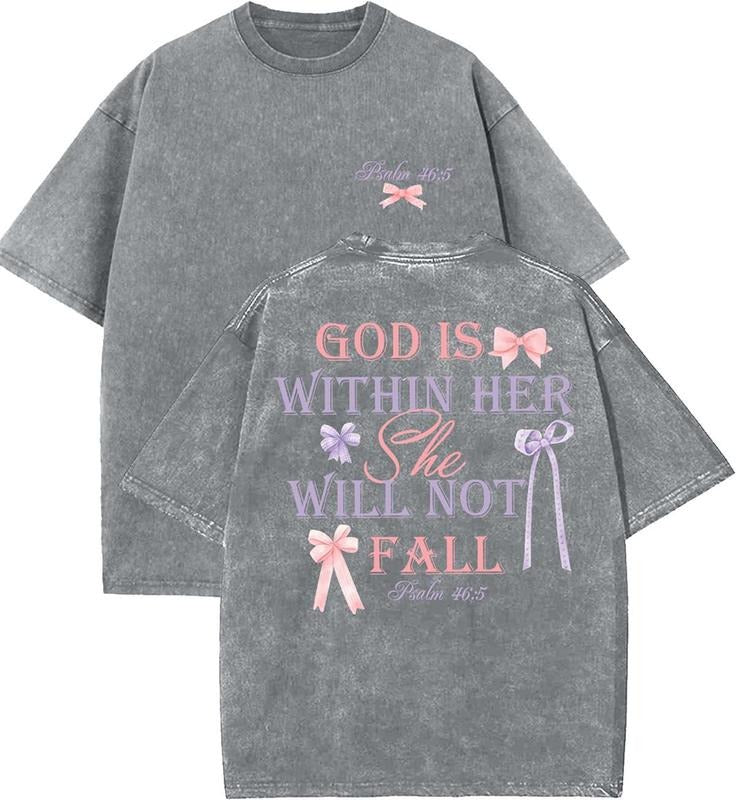 God Is Within Her Unisex Washed T-Shirt, Christian t shirts, Vintage 90s Graphic Tee, Gift Top Womenswear...
