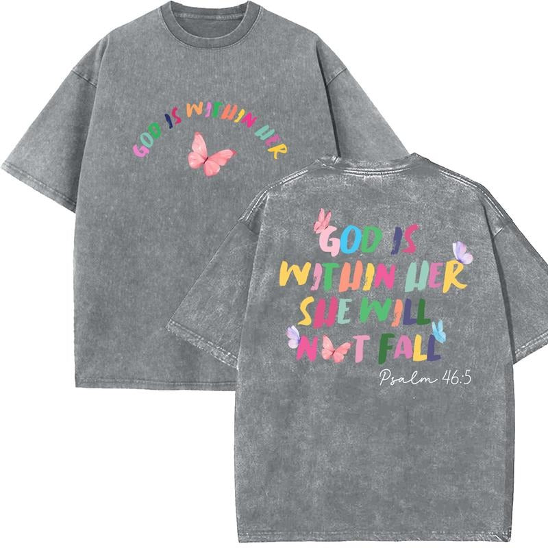 God Is Within Her Unisex Washed T-Shirt, Christian t shirts, Vintage 90s Graphic Tee, Gift Top Womenswear...