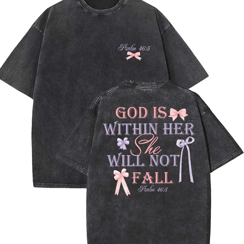 God Is Within Her Unisex Washed T-Shirt, Vintage 90s Graphic Tee, Gift Top Womenswear Cotton Hoodie Sweatshirt
