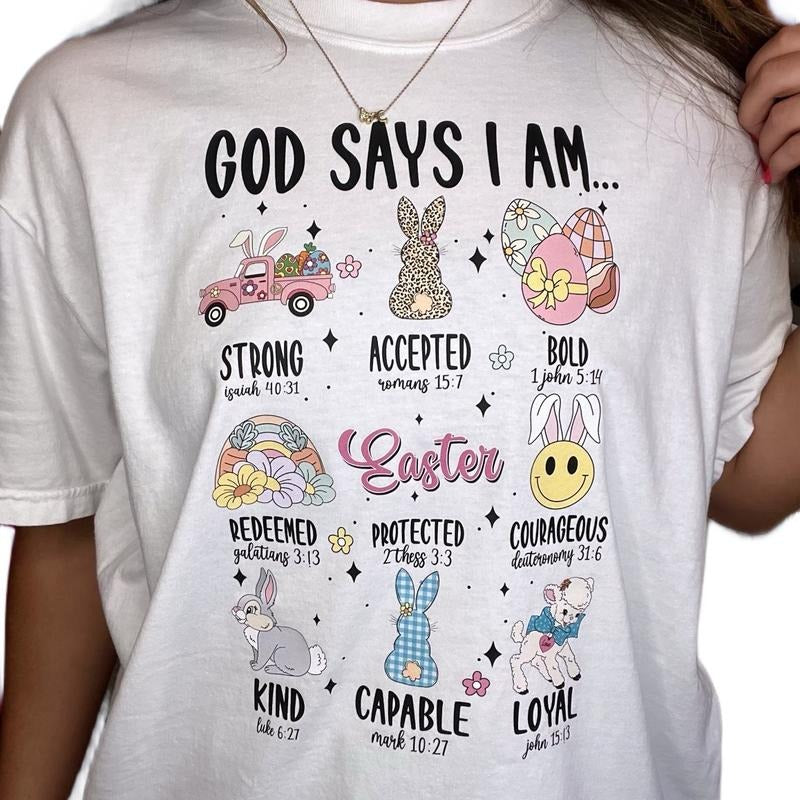 God Says I Am T-Shirt, Comfort Colors Easter Tee Hoodie, Sweatshirt | PrintMintTees.com