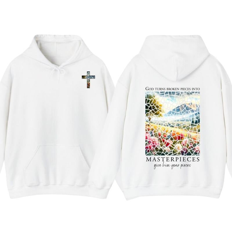 God Turns Brokenn Pieces T-Shirt, Into Masterpiecesss Shirt, Christian Shirt, Faith Shirt Bible Verse Shirt Gifts Hoodie...
