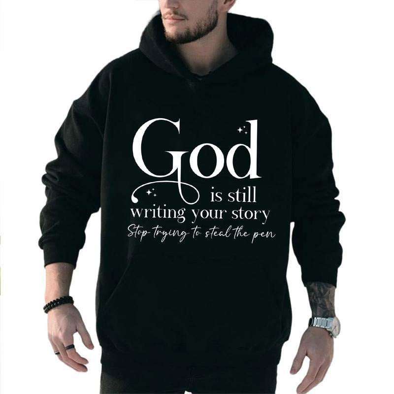 God is Still Writing Your Story Bible Quote Graphic Hoodie Fleece Fabric Casual Hooded Sweatshirt Trendy Tops Perfect...