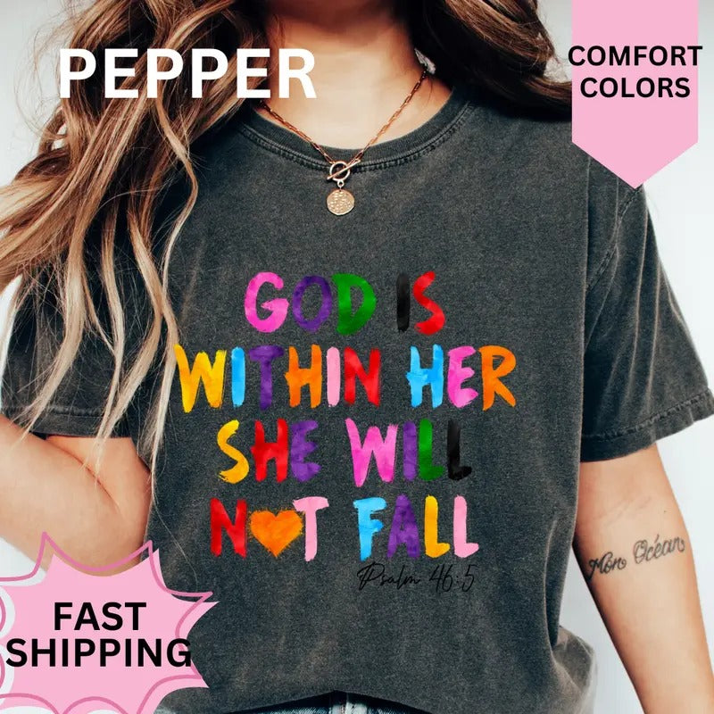 God is within her Shirt~  coffee shirt Unisex Apparel Relaxed Fit Printed In The USA Clothing Womenswear Casual Comfort...
