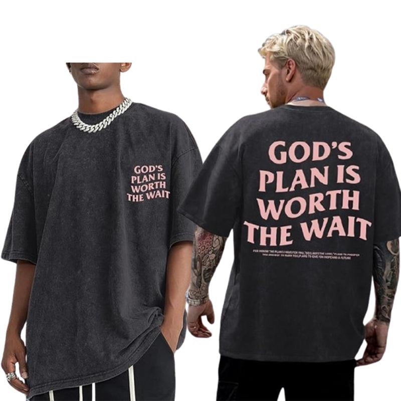 God's Plan Is Worth The Wait T-Shirt Christian 2 Sided Comfort Colors Tee Pure Ring-Spun Cotton Fabric Casual Crew Neck...