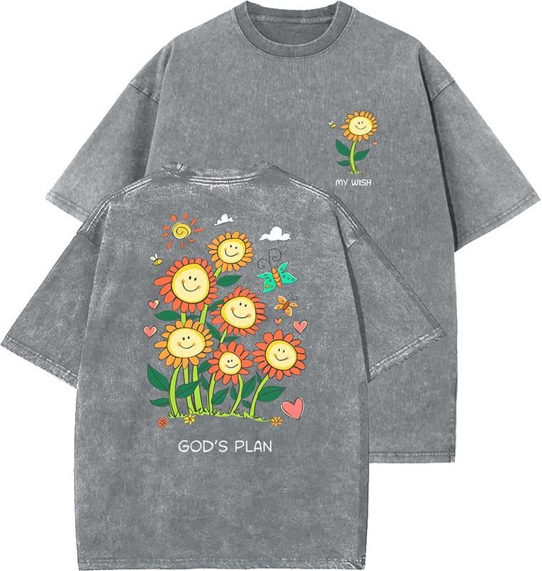 God's Plan Unisex Washed T-Shirt, Christian t shirts, Vintage 90s Graphic Tee, Gift Top Womenswear Cotton Mineral...