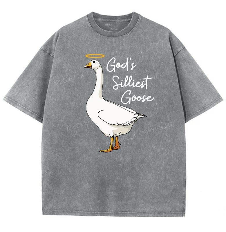 God's Silliest Goose Unisex Washed T-Shirt, Christian Jesus  t shirts, Vintage 90s Graphic Tee Gift Cotton Top...
