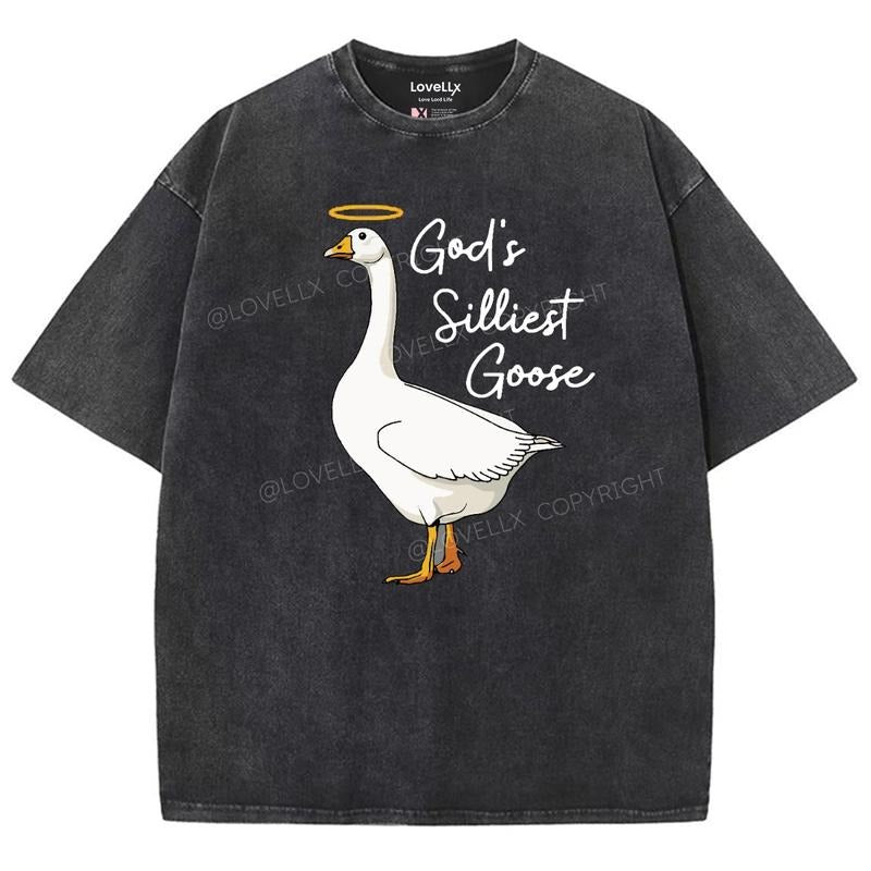 God's Silliest Goose Unisex Washed T-Shirt, Christian Jesus  t shirts, Vintage 90s Graphic Tee Gift Cotton Top, Mineral...